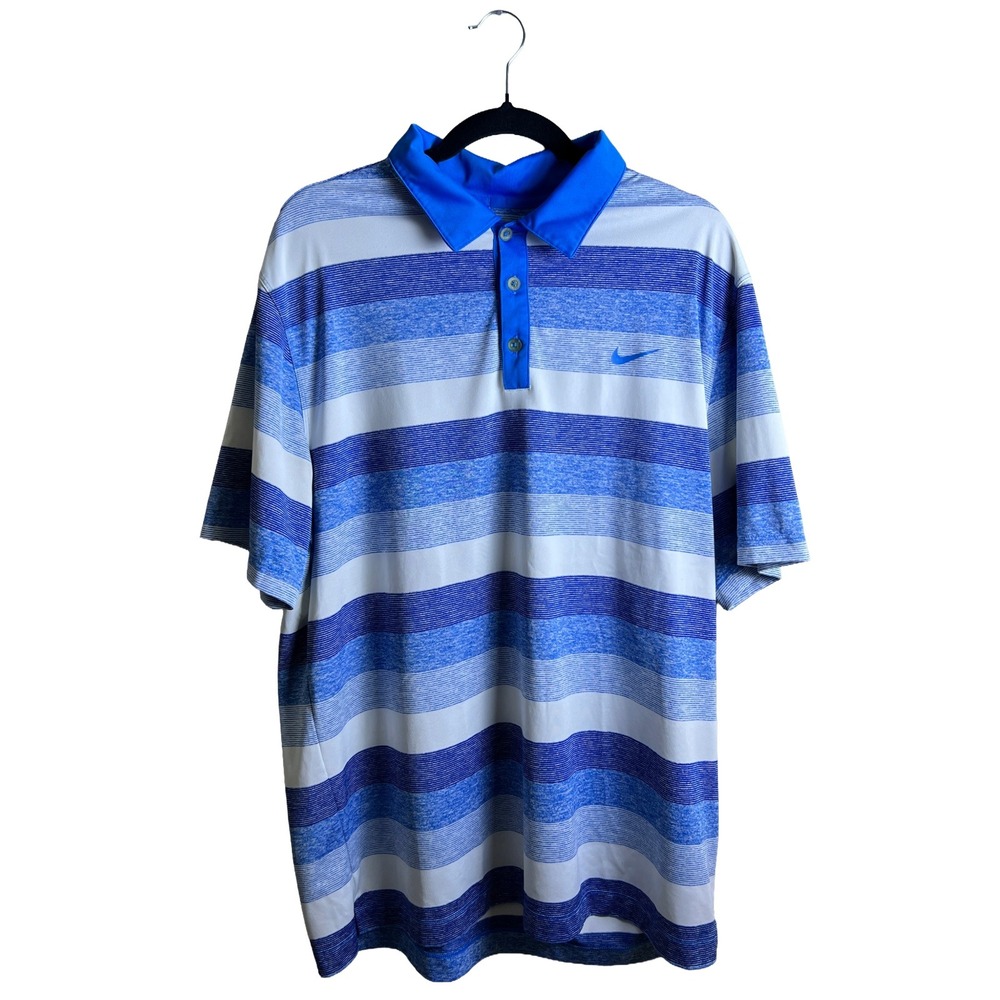 Nike Striped Golf Polo Shirt Men's XL Athleisure‎ Preppy 2010s Blue
